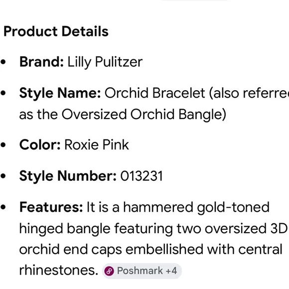 Lilly Pulitzer NWT IN BAG! ‘Roxie Pink’ Orchid Flower Bracelet - Picture 8 of 9